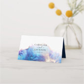 Blauw Goud Waterverf Bruiloft Plaats Kaart Plaatskaartje (Achterkant)