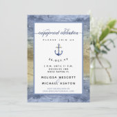 Blauw Goud Waterverf #Nautisch Verlovingsfeest Kaart (Staand voorkant)