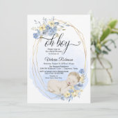 Blauw Goud Waterverf Oh Boy Baby shower Kaart (Staand voorkant)
