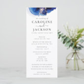 Blauw Goud Waterverf Trouwprogramma Menu (Staand voorkant)