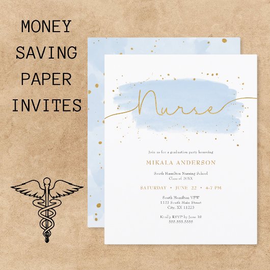 Blauw Goud Waterverf Verpleegkundige Afstuderen PA