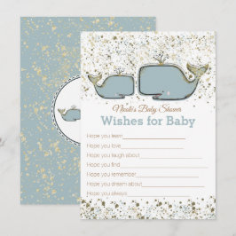 Blauw & Goud Wensen voor Walvissen Baby Shower Spe Kaart