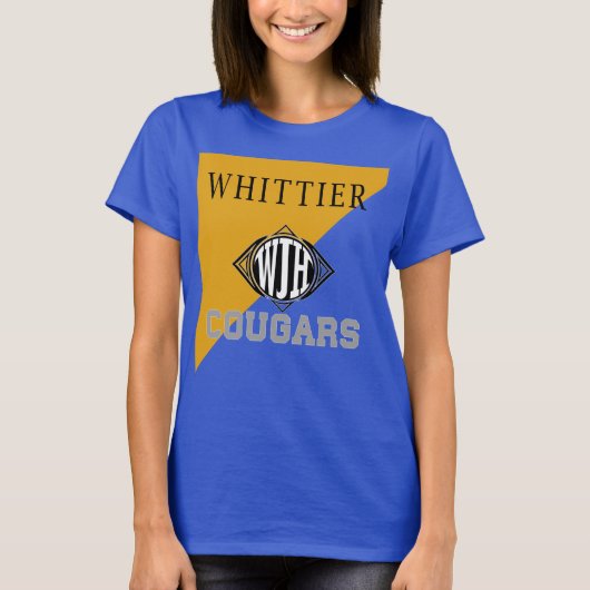 Blauw & Goud Whittier Jr High T-shirt (Voorkant)