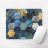 Blauw Goud Wit Abstract Muismat (Met muis)