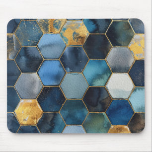 Blauw Goud Wit Abstract Muismat