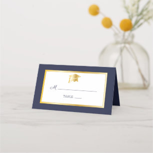 Blauw Goud Wit Afstudeerder Pet Plaatskaarten Plaatskaartje