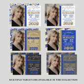Blauw, Goud & Wit Afstuderen Fotouitnodiging Kaart