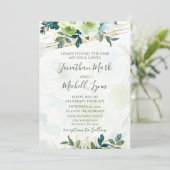 Blauw Goud Wit Bloemmotief Groene Christelijke Tro Kaart (Staand voorkant)