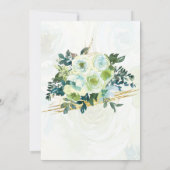 Blauw Goud Wit Bloemmotief Groene Christelijke Tro Kaart (Achterkant)