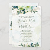 Blauw Goud Wit Bloemmotief Groene Christelijke Tro Kaart (Voorkant / Achterkant)