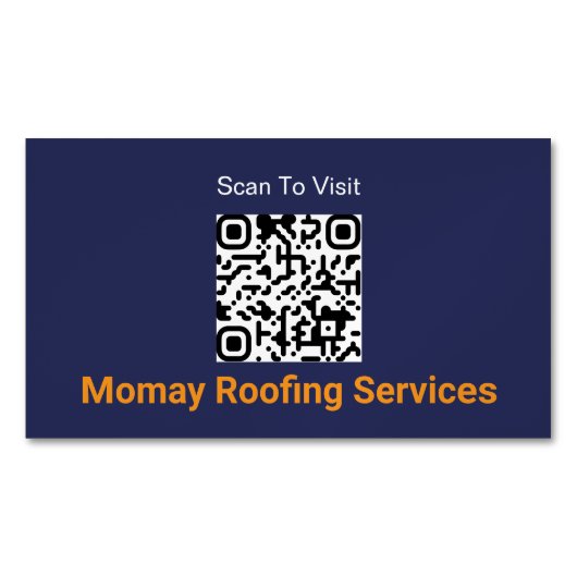 Blauw Goud Wit Dakdekker QR-code Magnetisch Visitekaartje (Voorkant)