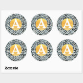Blauw Goud & Wit Gepersonaliseerd Monogram Ronde Sticker (Vel)