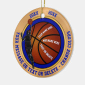 Blauw Goud Wit Gepersonaliseerde Basketbal Ornamen Keramisch Ornament (Links)