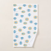 Blauw, Goud & Wit Grieks Oogmati Patroon Bad Handdoek (Handdoek)