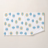 Blauw, Goud & Wit Grieks Oogmati Patroon Bad Handdoek (Handdoek)