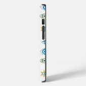 Blauw, Goud & Wit Grieks Oogmati Patroon Case-Mate iPhone Case (Achterkant / Links)