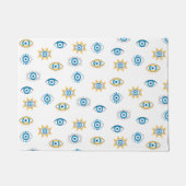 Blauw, Goud & Wit Grieks Oogmati Patroon Deurmat (Voorkant)