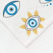 Blauw, Goud & Wit Grieks Oogmati Patroon Fleece Deken (Hoek)