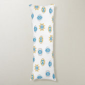 Blauw, Goud & Wit Grieks Oogmati Patroon Lichaamskussen (Voorkant Verticaal)