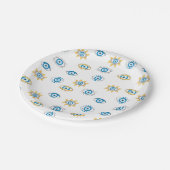 Blauw, Goud & Wit Grieks Oogmati Patroon Papieren Bordje (Gekanteld)