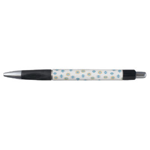 Blauw, Goud & Wit Grieks Oogmati Patroon Pen