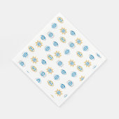 Blauw, Goud & Wit Grieks Oogmati Patroon Servet (Hoek)