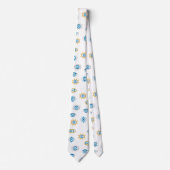 Blauw, Goud & Wit Grieks Oogmati Patroon Stropdas (Voorkant)