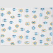 Blauw, Goud & Wit Grieks Oogmati Patroon Tissuepapier (Voorkant)