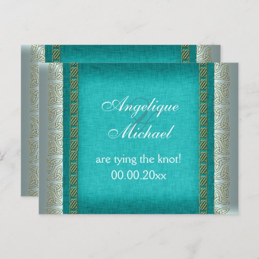 Blauw goud wit huwelijksverjaardag aankondigingskaart (Voorkant / Achterkant)