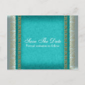 Blauw goud wit huwelijksverjaardag aankondigingskaart (Achterkant)