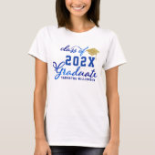 Blauw Goud Wit Klasse van 2025 Afstuderen Afstuder T-shirt (Voorkant)