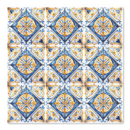 Blauw Goud & Wit Talavera Azulejo Kijk Tegel Behang