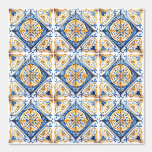 Blauw Goud & Wit Talavera Azulejo Kijk Tegel Behang