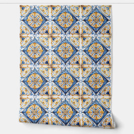 Blauw Goud & Wit Talavera Azulejo Kijk Tegel Behang