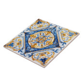 Blauw Goud & Wit Talavera Azulejo Kijk Tegel Tegeltje (Zijkant)