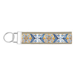 Blauw Goud Wit Talavera Azulejo look Sleutelhanger