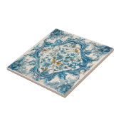 Blauw Goud & Wit Talavera Azulejo Look Tegel 3 Tegeltje (Zijkant)