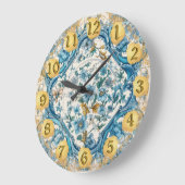 Blauw Goud wit Talavera Azulejo look Wandklok (Hoek)