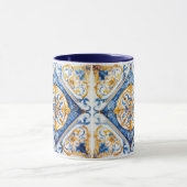 Blauw Goud & Wit Talavera Azulejo Tegel Kijk Mok (Midden)