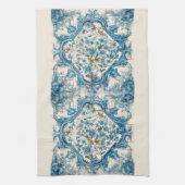 Blauw Goud & Wit Talavera Azulejo Tegel Look 3 Theedoek (Verticaal)