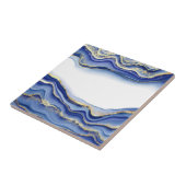Blauw Goud Witte Agaat Geode Trendy Modern Tegeltje (Zijkant)