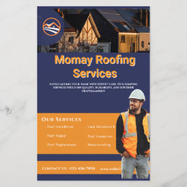 Blauw Goud Witte Dakbedekkingsaannemer Custom Flyer