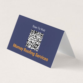 Blauw Goud Witte Dakbedekkingsaannemer QR-code Visitekaartje