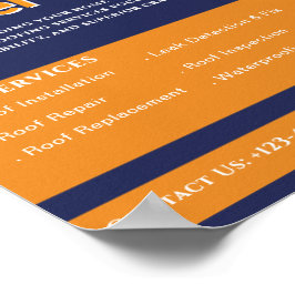 Blauw Goud Witte Dakbedekkingsbedrijf op Maat Poster