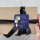 Blauw goud witte kerstballen vierkante sticker