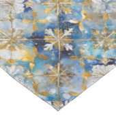 Blauw Goud Witte Kerstsneeuwvlokken Tafelkleed (Gekanteld)