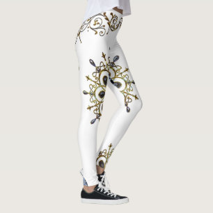 blauw goud witte lange leggings