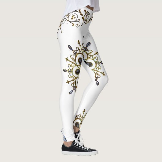 blauw goud witte lange leggings (Rechts)