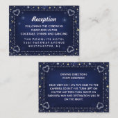 Blauw Goud & Witte Sterren Bijpassende Bruiloft Re Informatiekaartje (Voorkant / Achterkant)