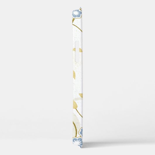 Blauw Goud Witte Vogels Bloemen Gepersonaliseerd Case-Mate iPhone Case (Achterkant / Rechts)